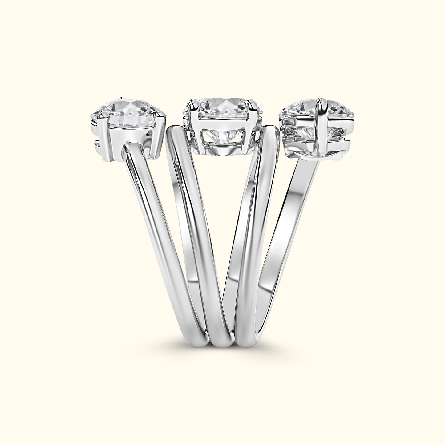Round Diamond Spiral Ring