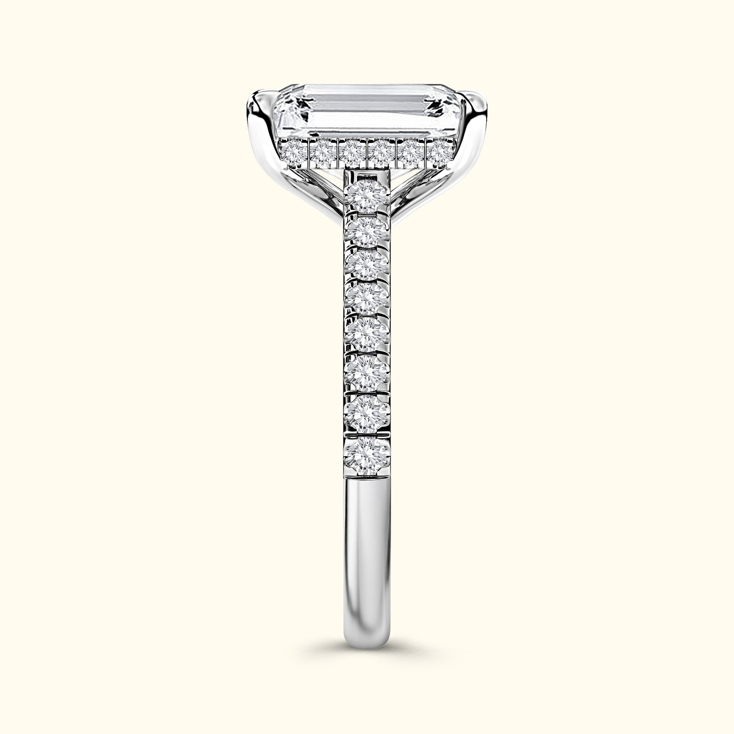 'Elizabeth' Engagement Ring - French Pavé Halo Design