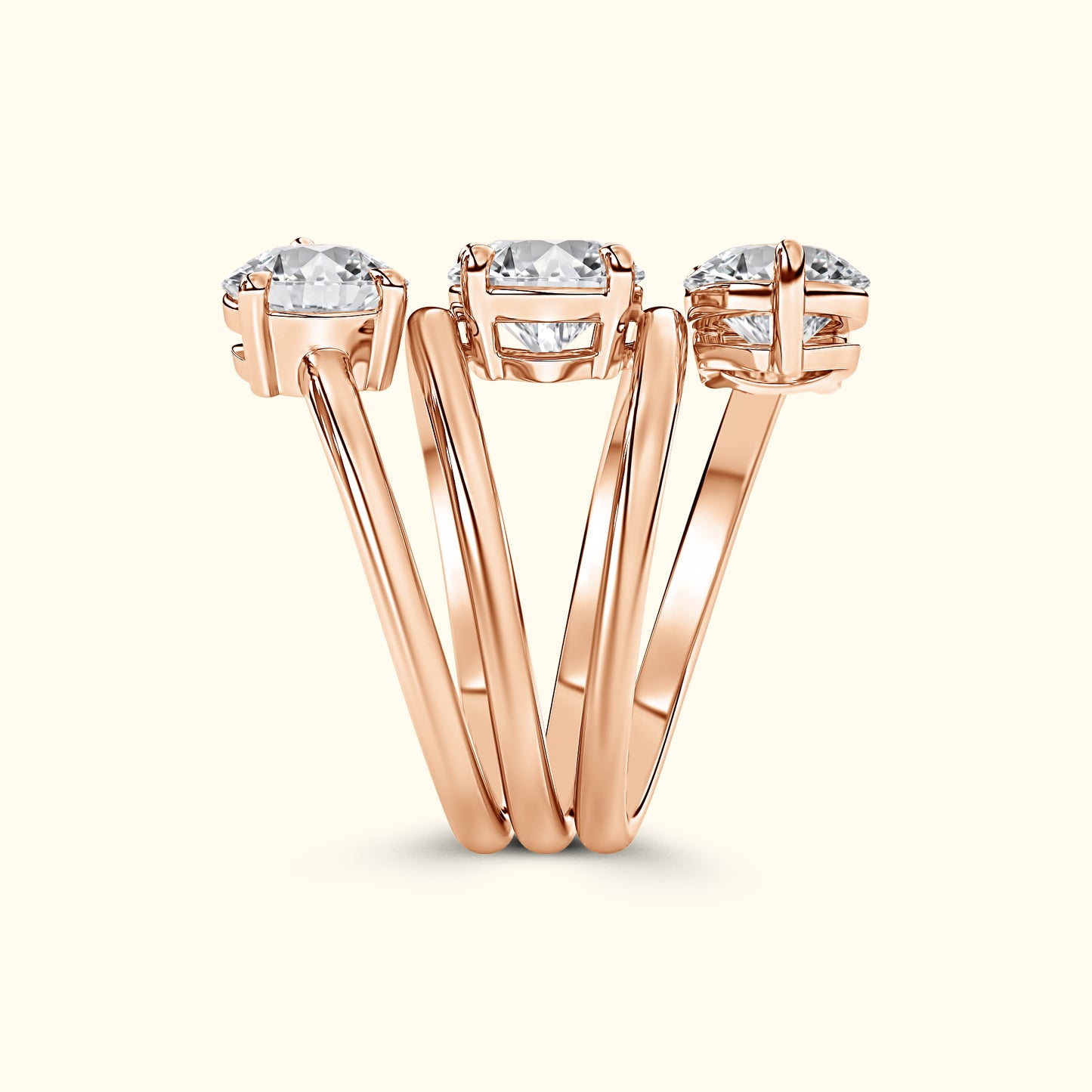 Round Diamond Spiral Ring
