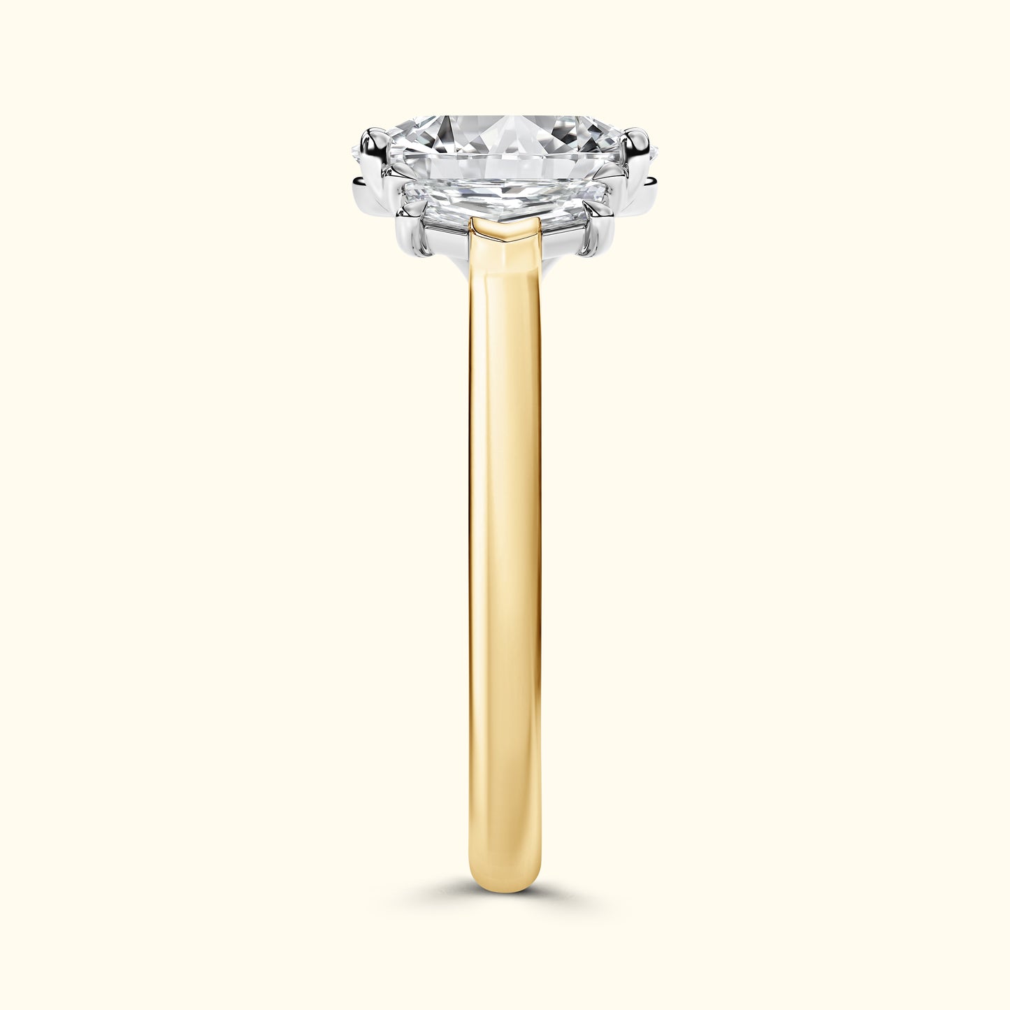 Brilliant solitaire ring with a large round diamond set in a sleek yellow gold band.