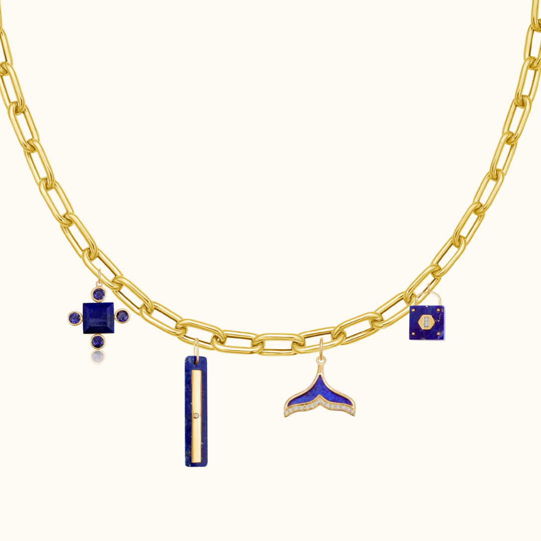 Lapis and Diamond Padlock Medallion