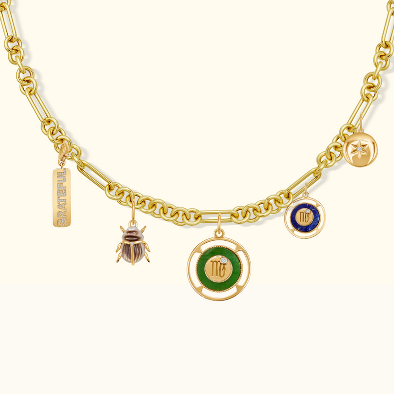 Scorpio Zodiac Jade and Diamond Medallion