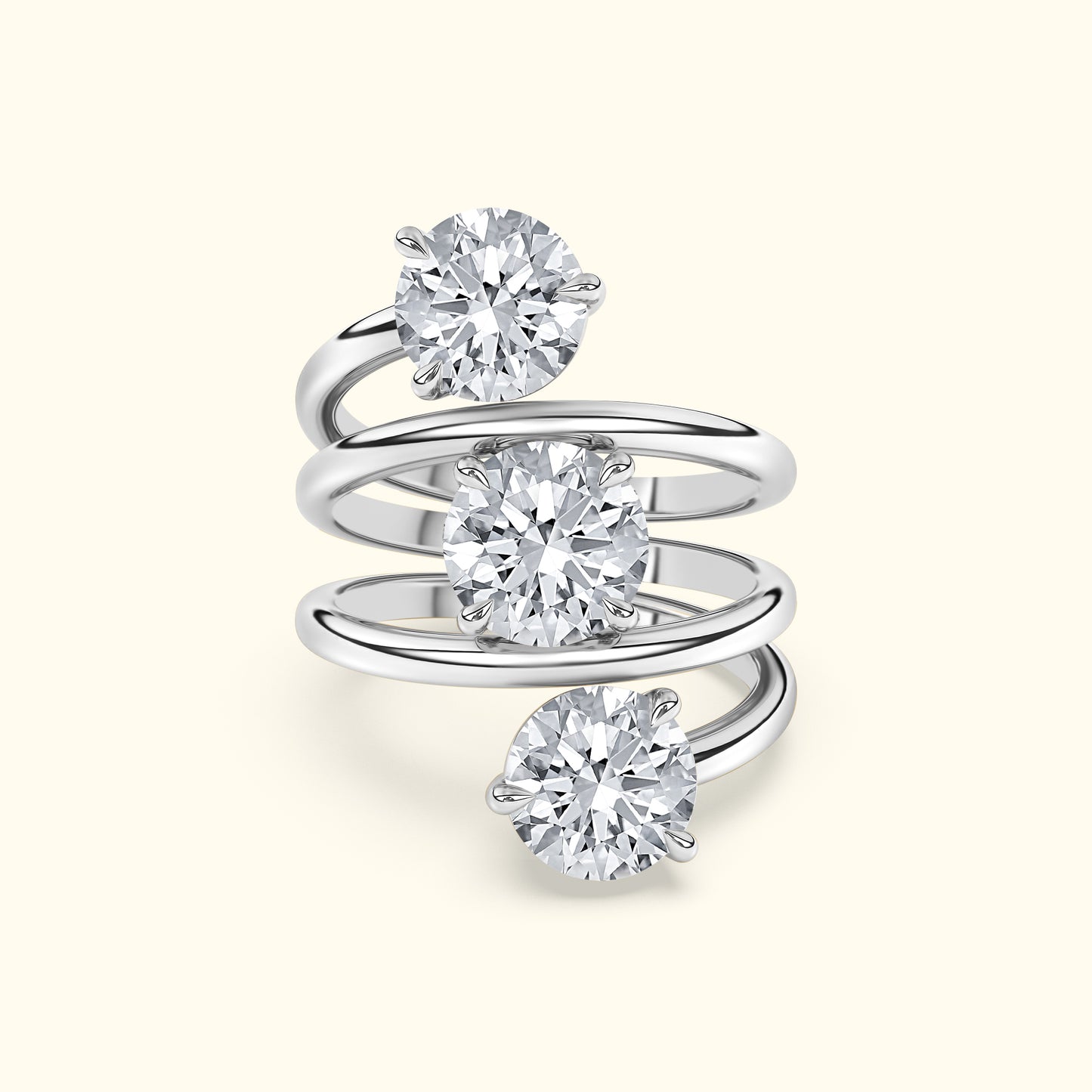 Round Diamond Spiral Ring