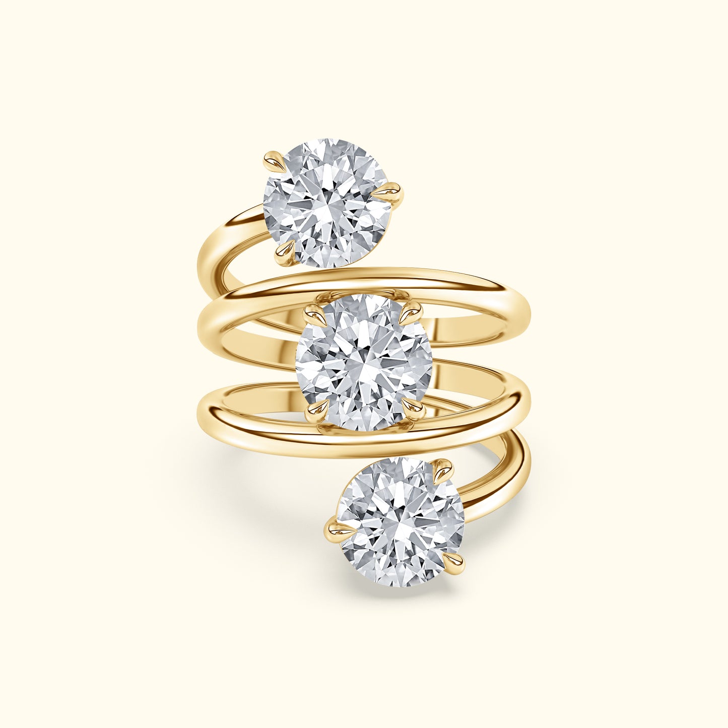 Round Diamond Spiral Ring