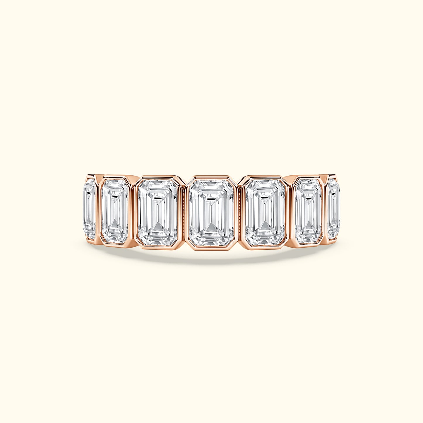 'Reagan' 7 Stone 2.45ct Emerald Bezel Set Diamond Wedding Band