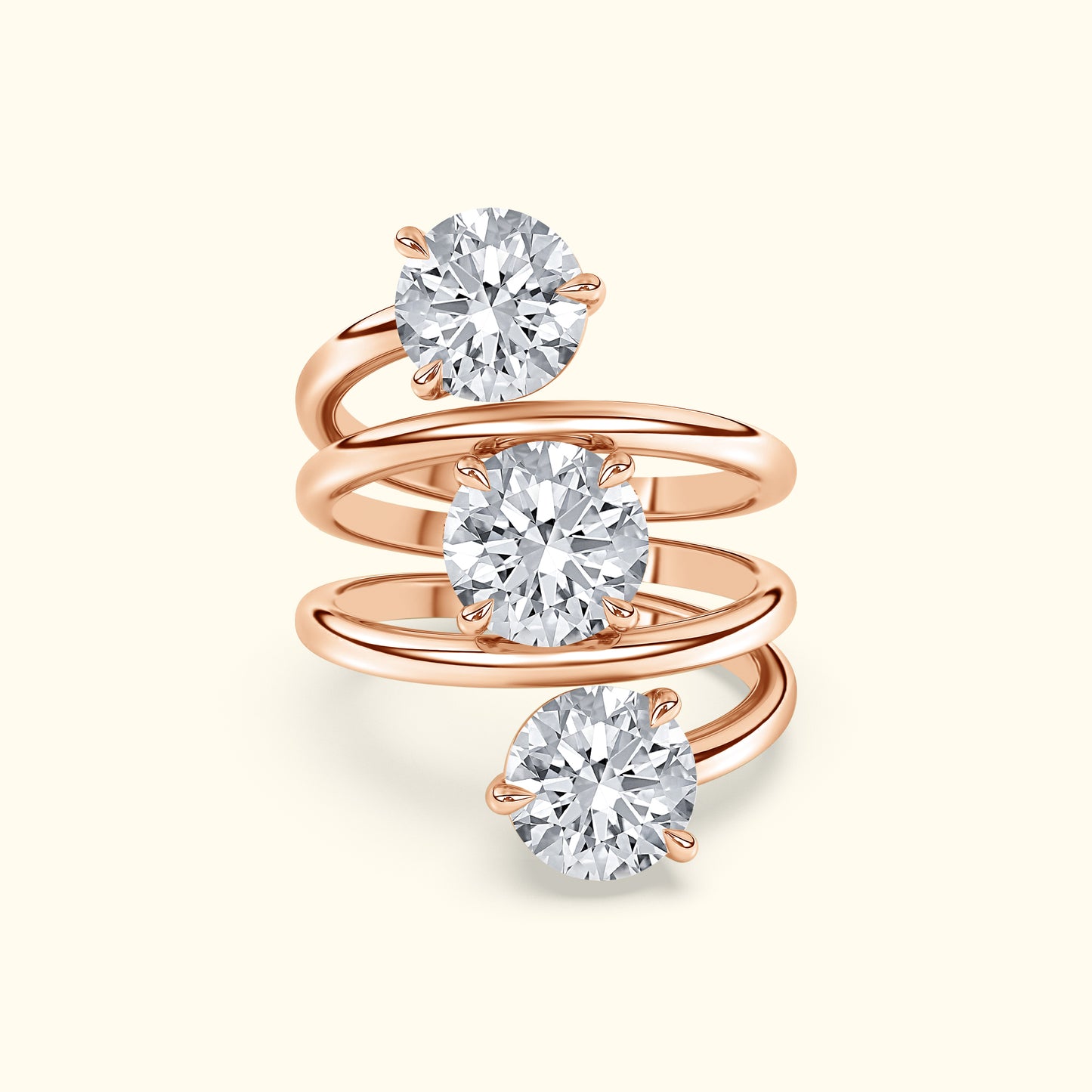 Round Diamond Spiral Ring