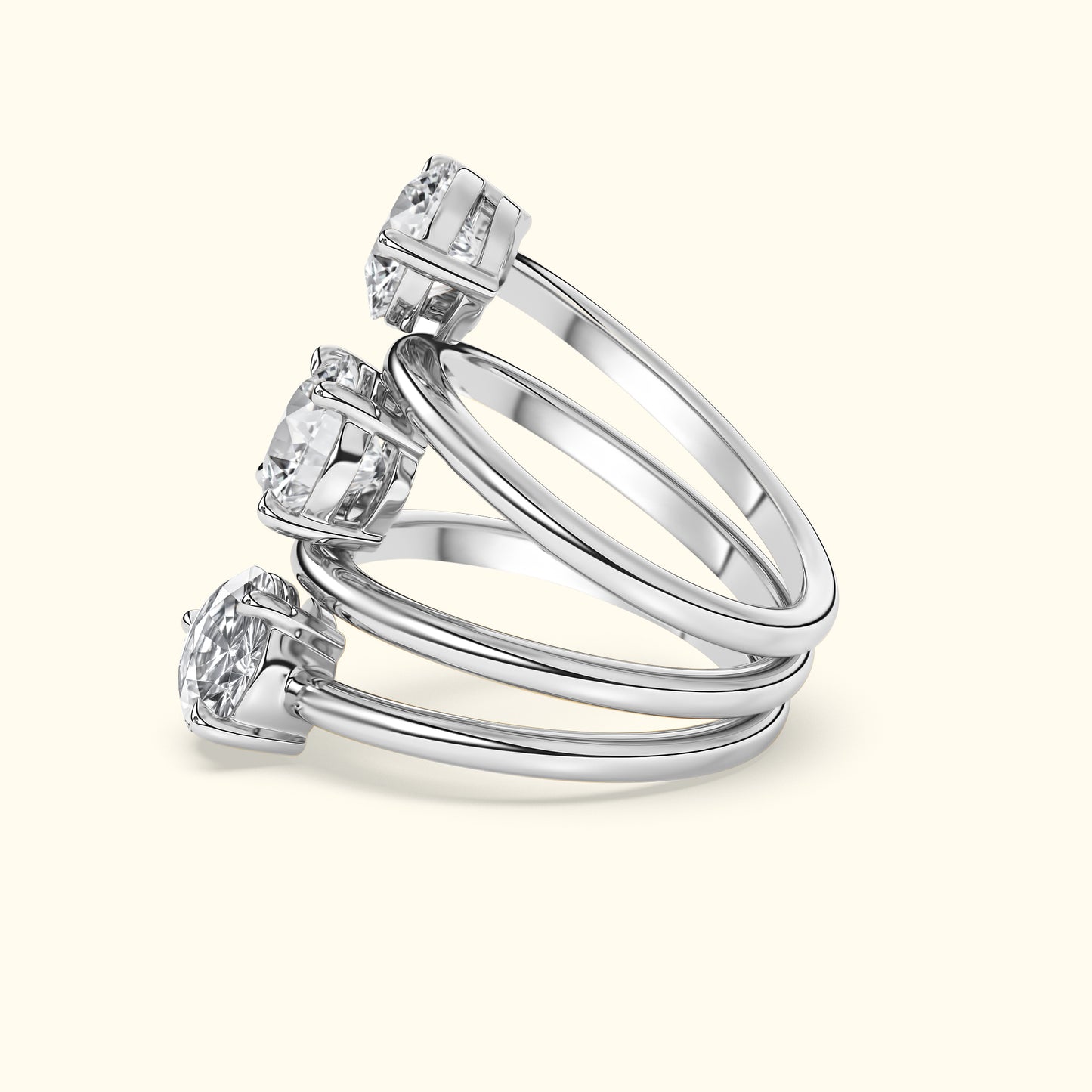 Round Diamond Spiral Ring