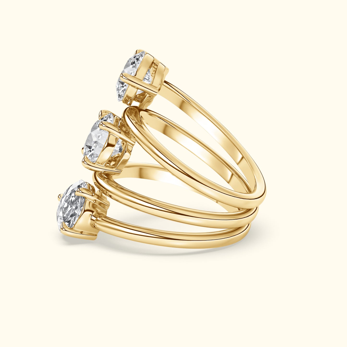 Round Diamond Spiral Ring