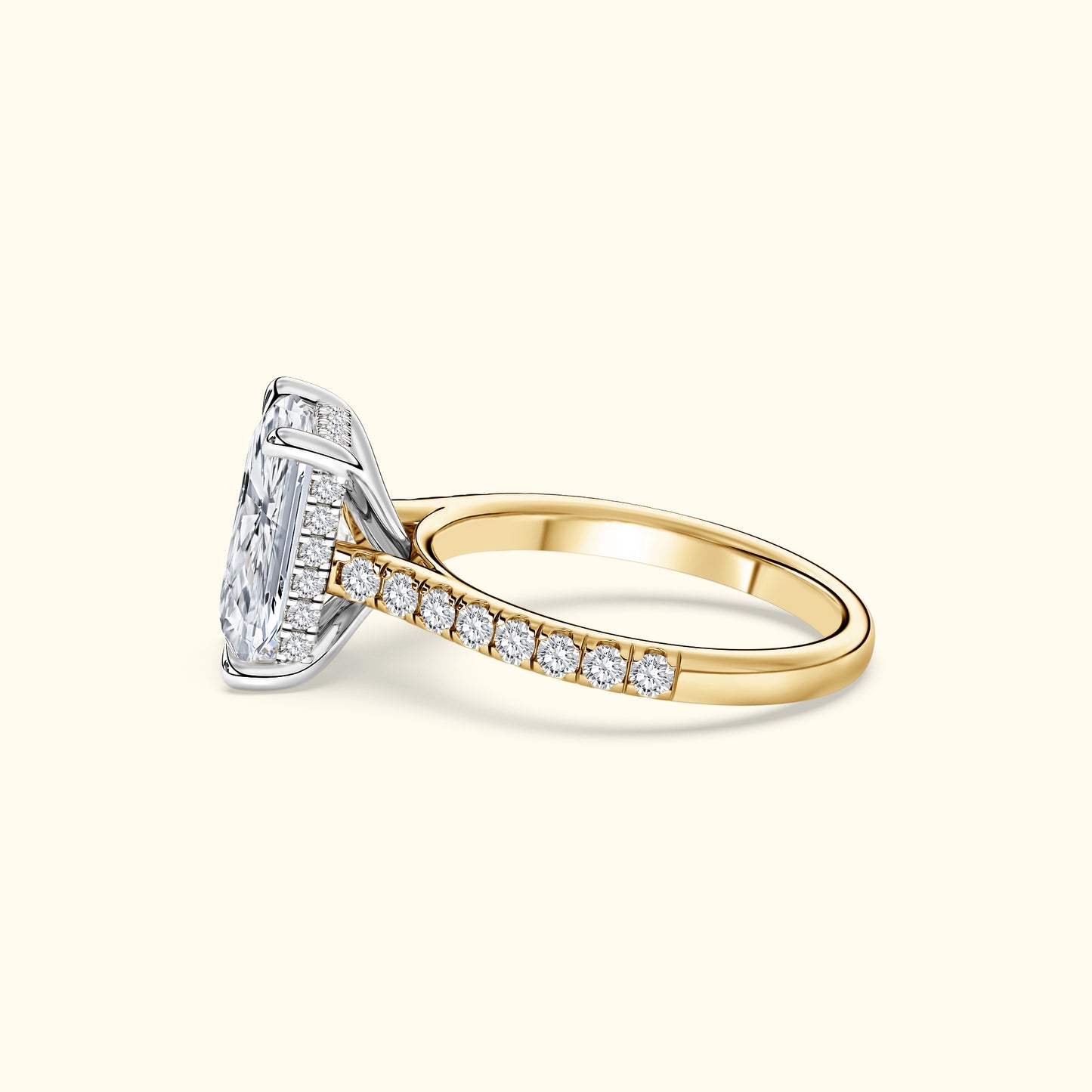 'Elizabeth' Engagement Ring - French Pavé Halo Design