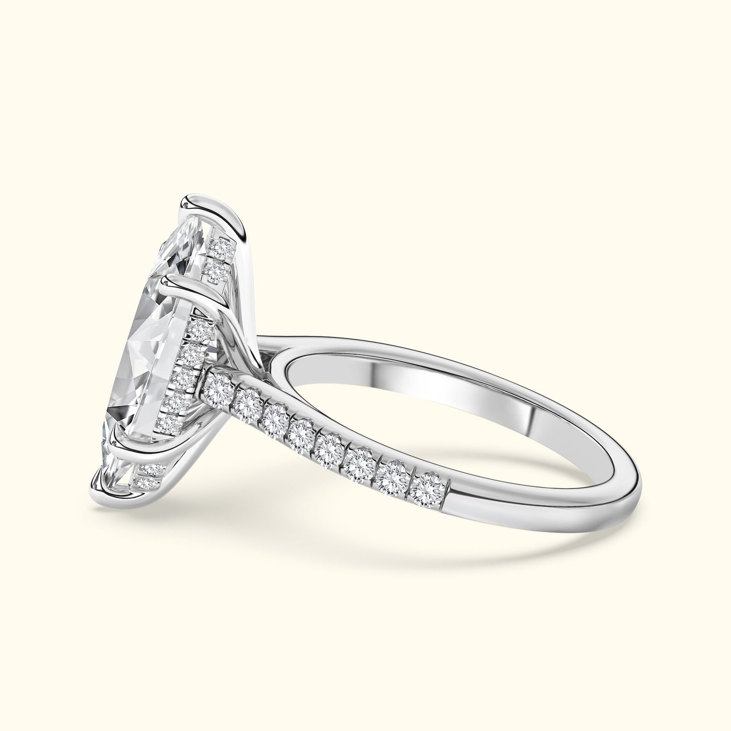 'Elizabeth' Engagement Ring - French Pavé Halo Design