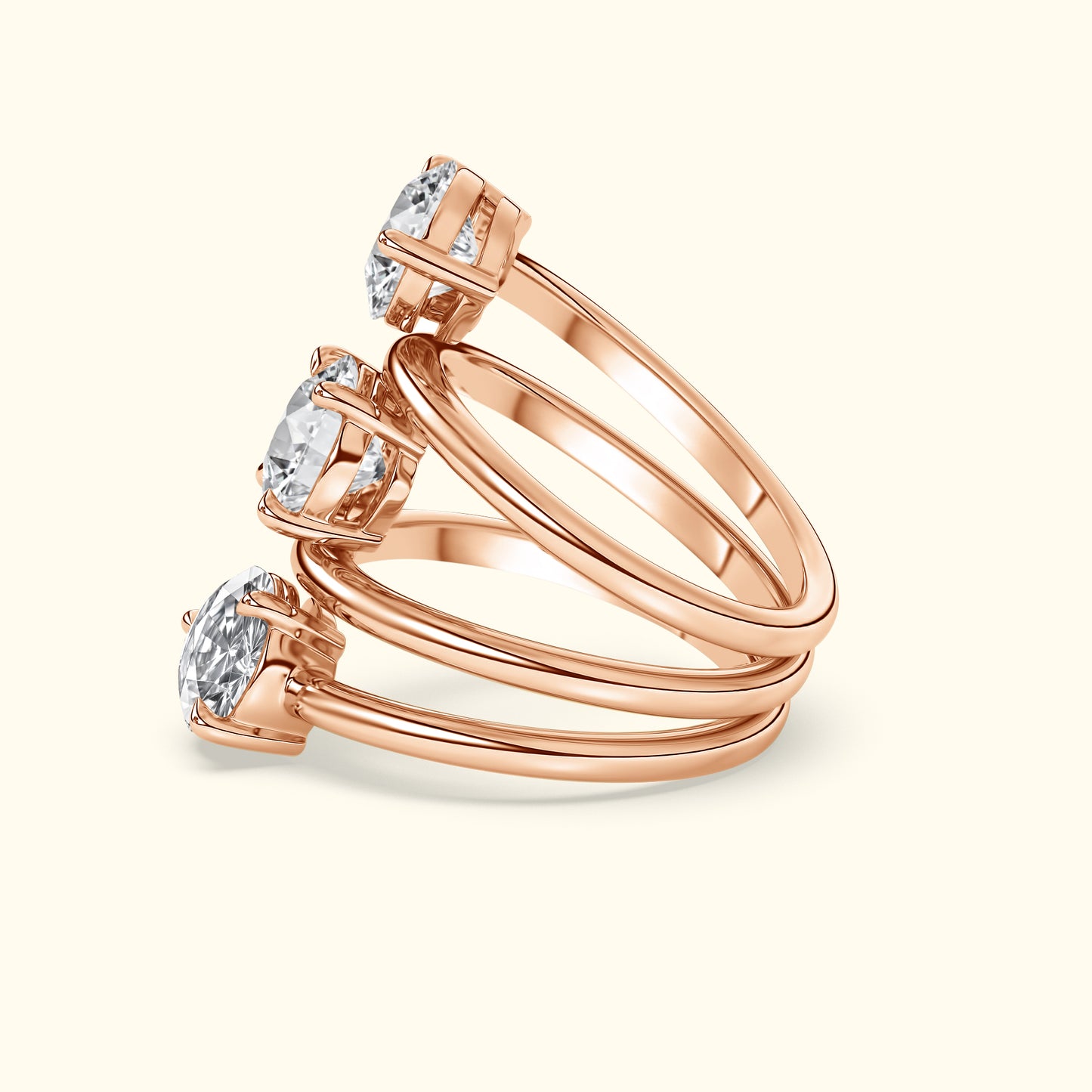 Round Diamond Spiral Ring