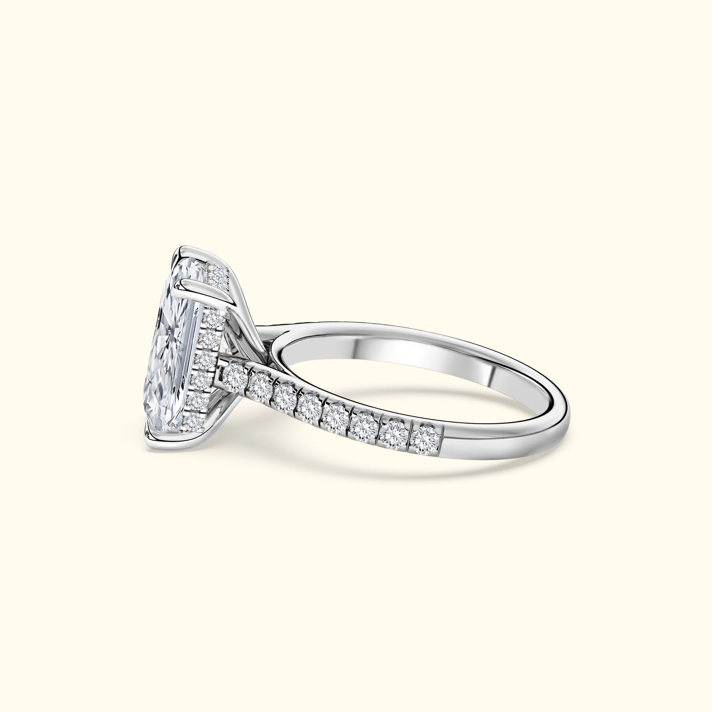 'Elizabeth' Engagement Ring - French Pavé Halo Design