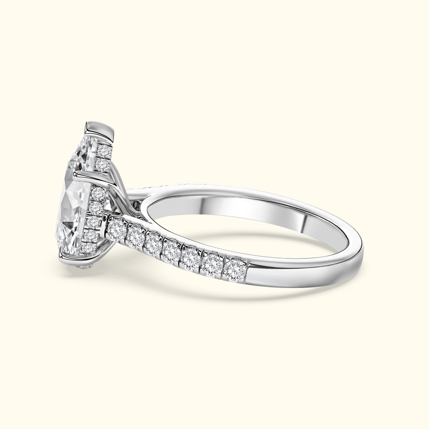 'Elizabeth' Engagement Ring - French Pavé Halo Design