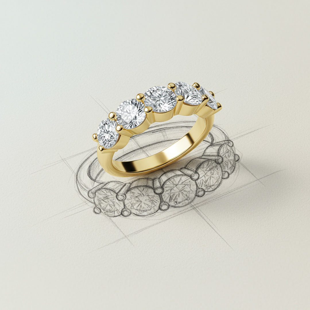 'Emily' 5 Stone 2.00ct Round Diamond Wedding Band