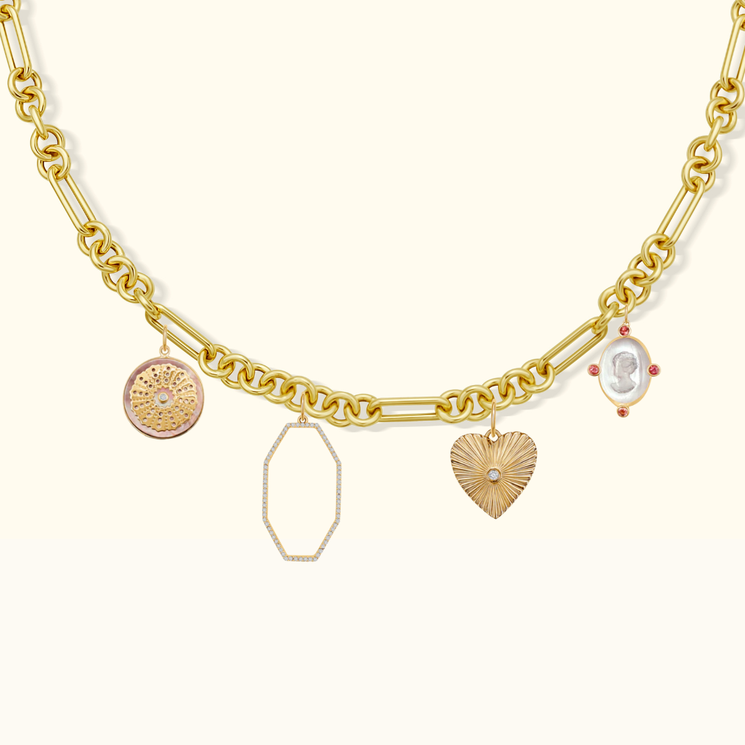 Grey Mother of Pearl and Diamond Medallion