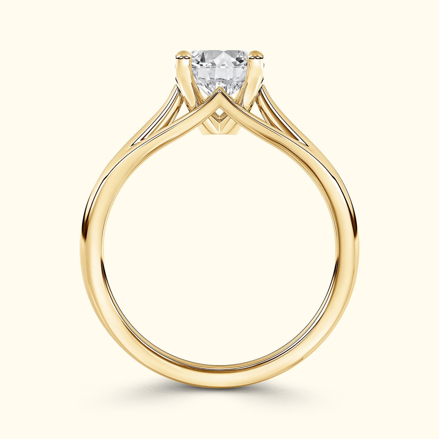 Elegant yellow gold engagement ring featuring a prominent square diamond.