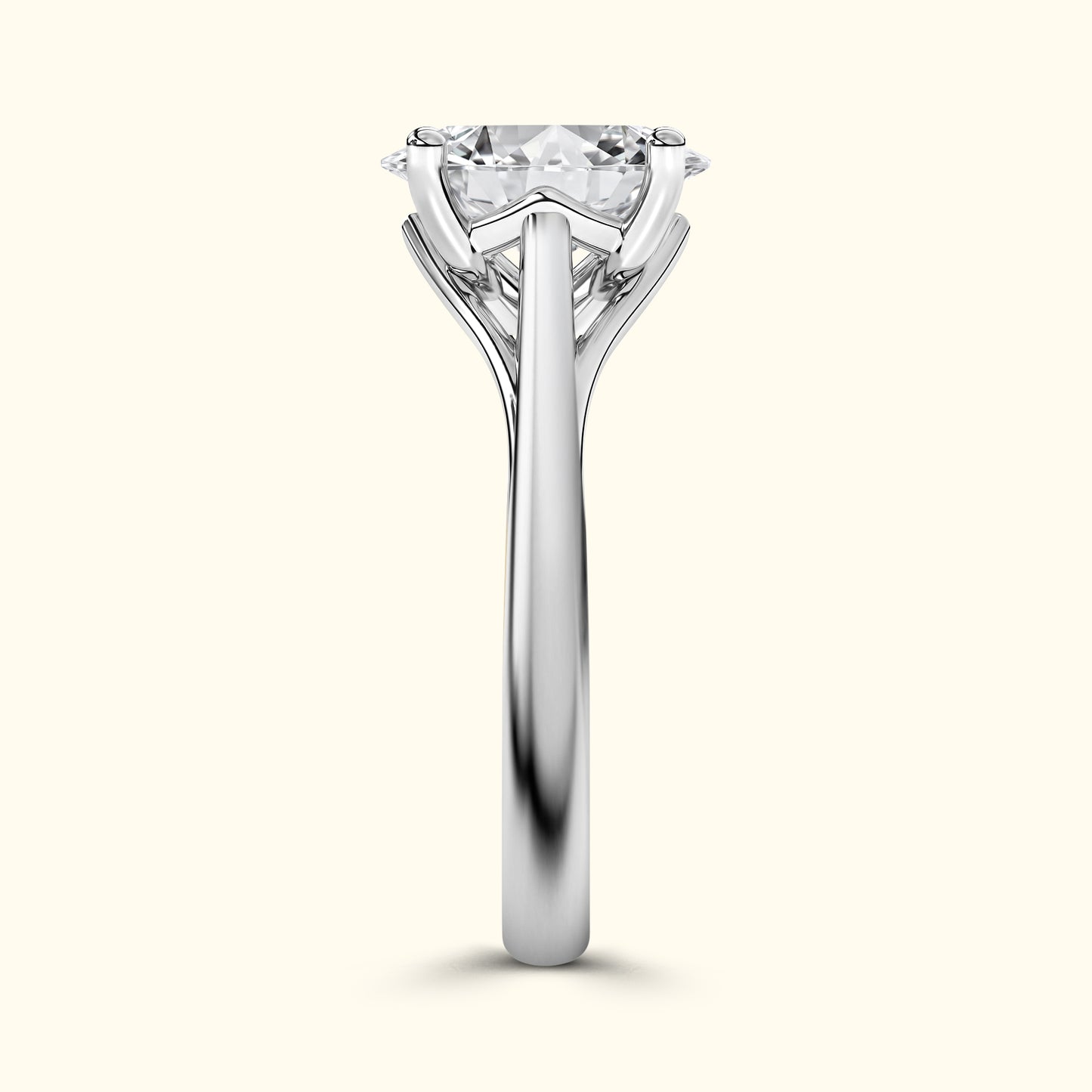 Solitaire diamond engagement ring with a sleek platinum band.