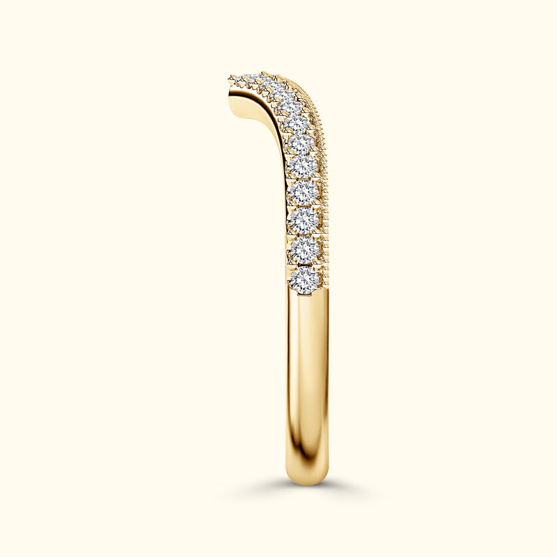 Gold hoop earring adorned with small sparkling diamonds.