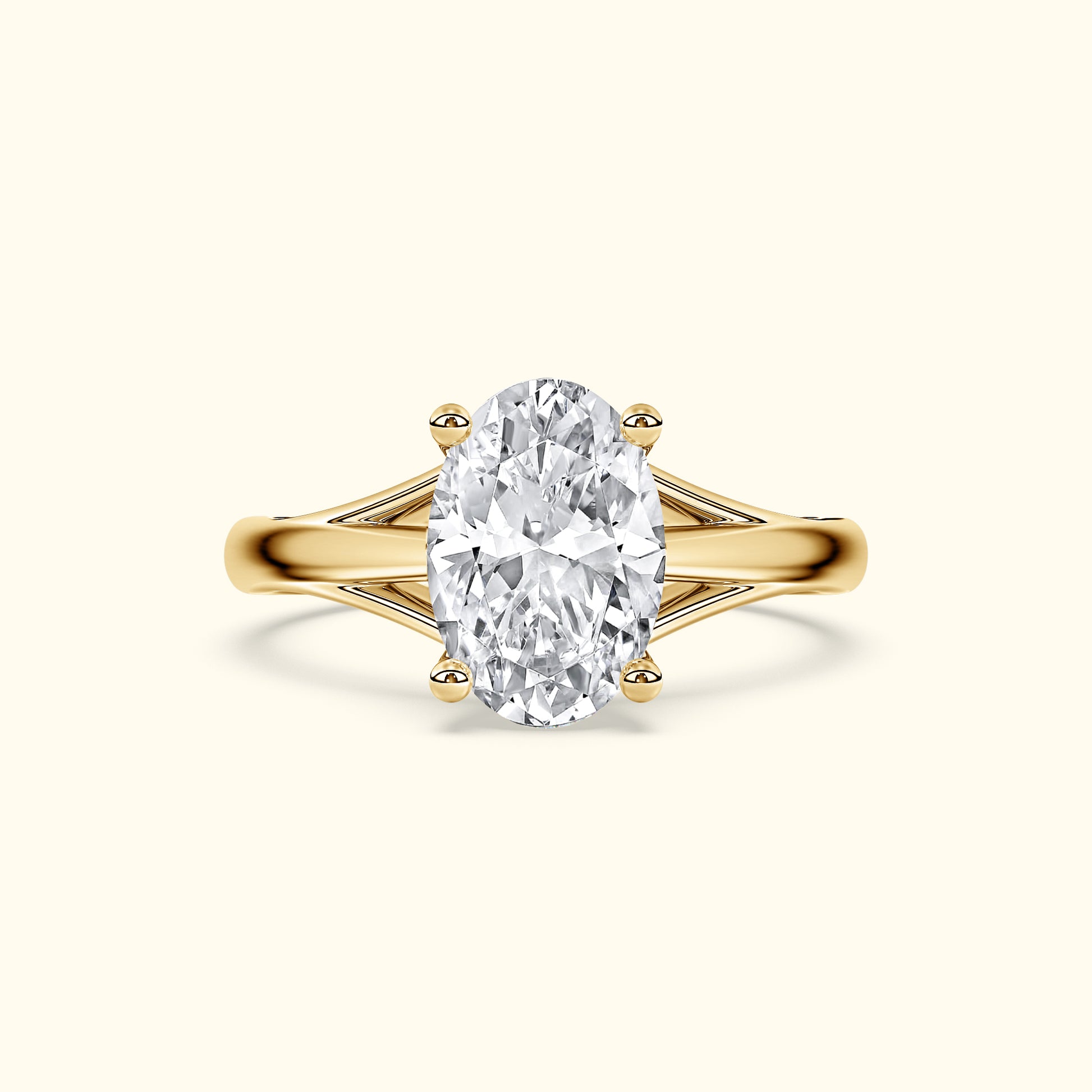 Elegant gold ring featuring a central oval diamond and delicate side details.
