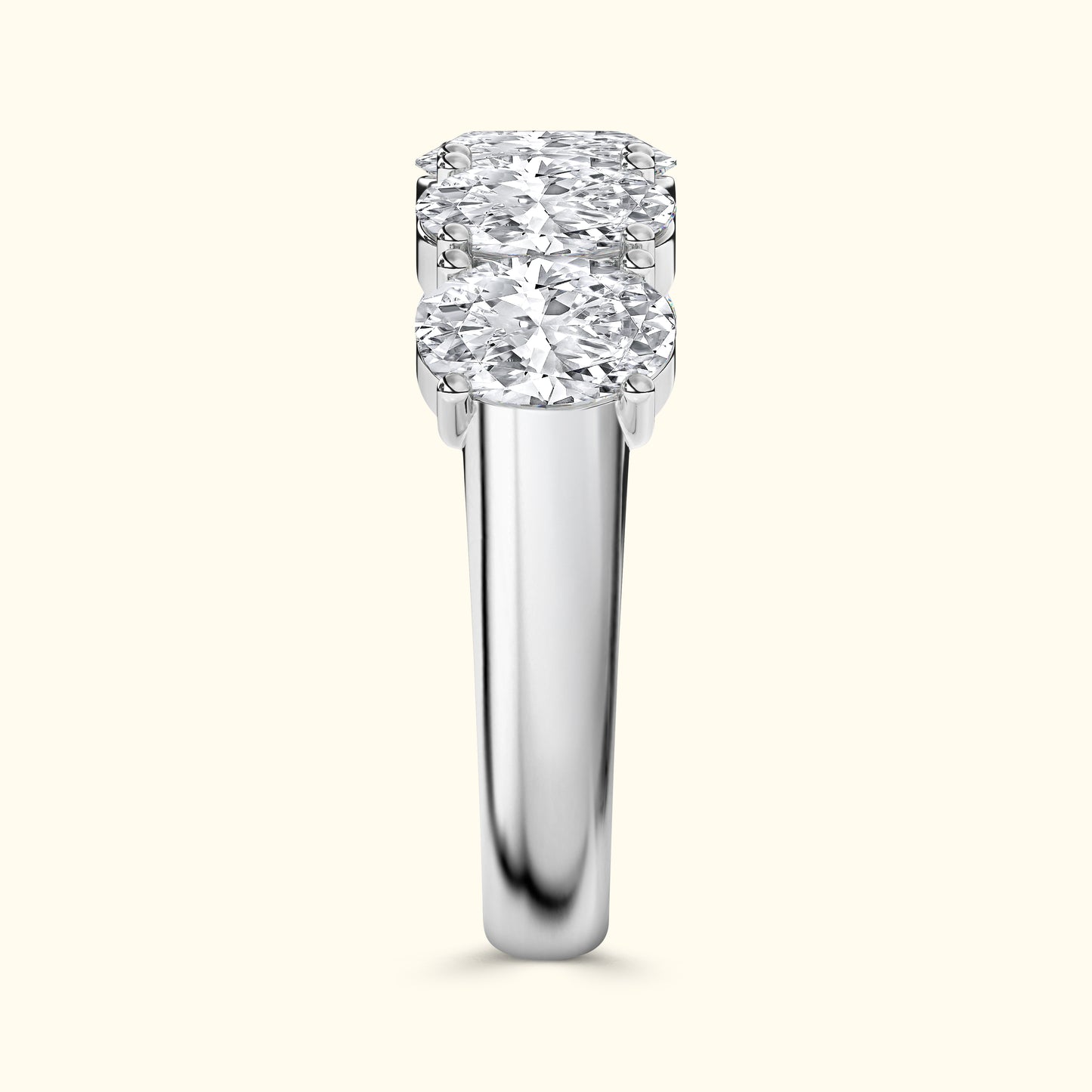 Sleek silver ring showcasing two sparkling round diamonds set side by side.
