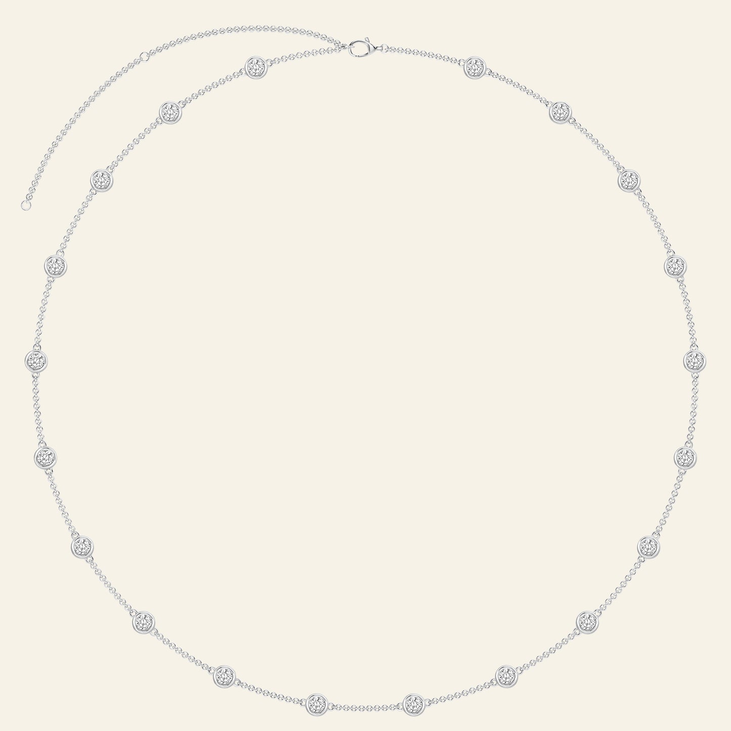Silver necklace featuring diamond embellishments arranged in a delicate pattern.