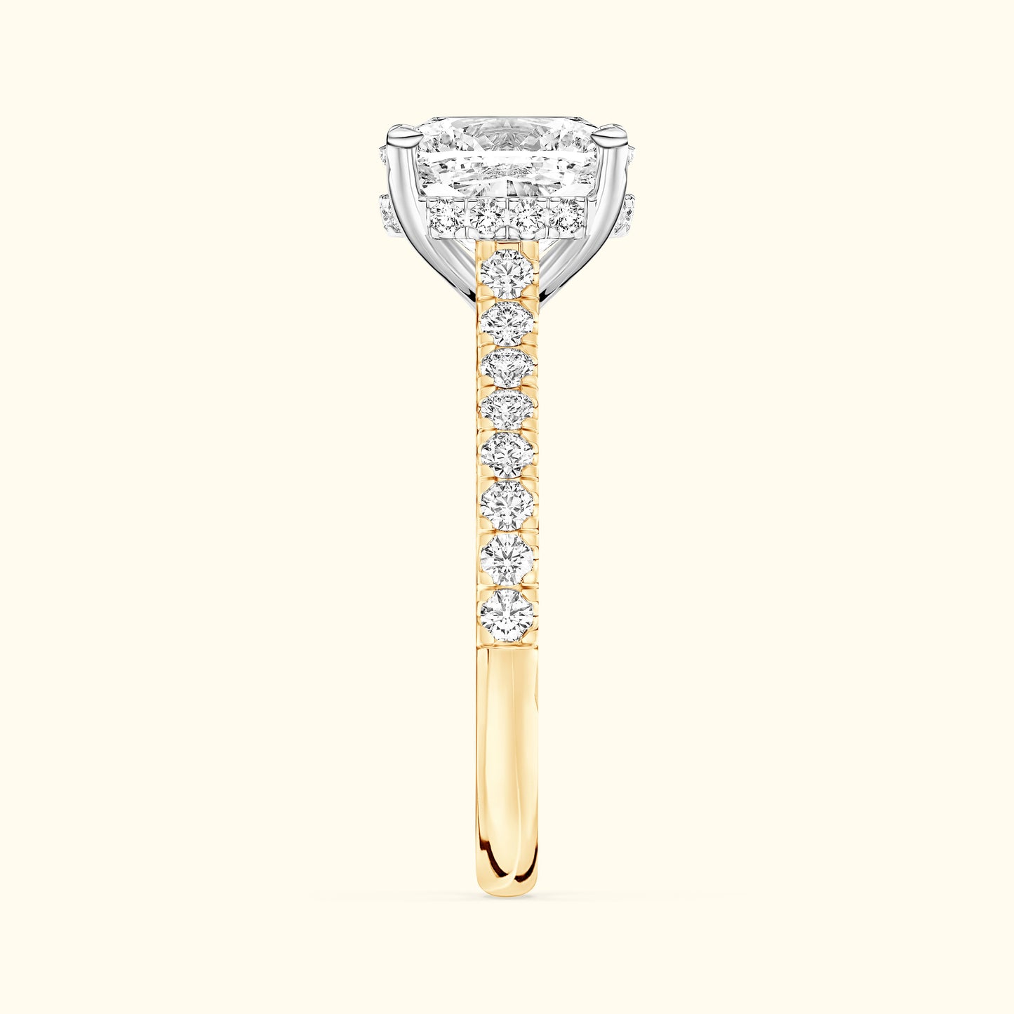 Elegant ring featuring a large rectangular diamond and smaller diamonds on a gold band.