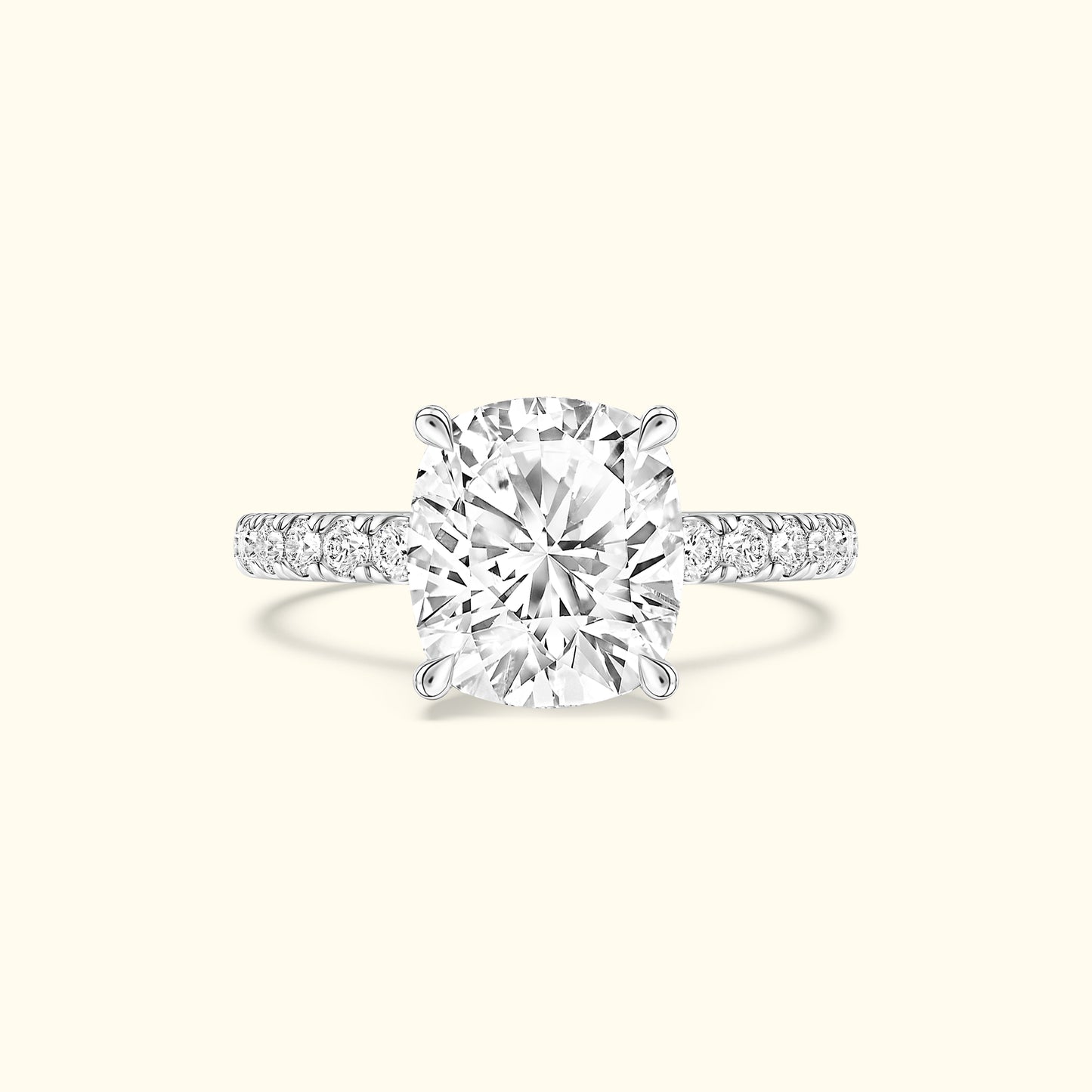 Elegant oval diamond ring set in white gold with a sparkling band.