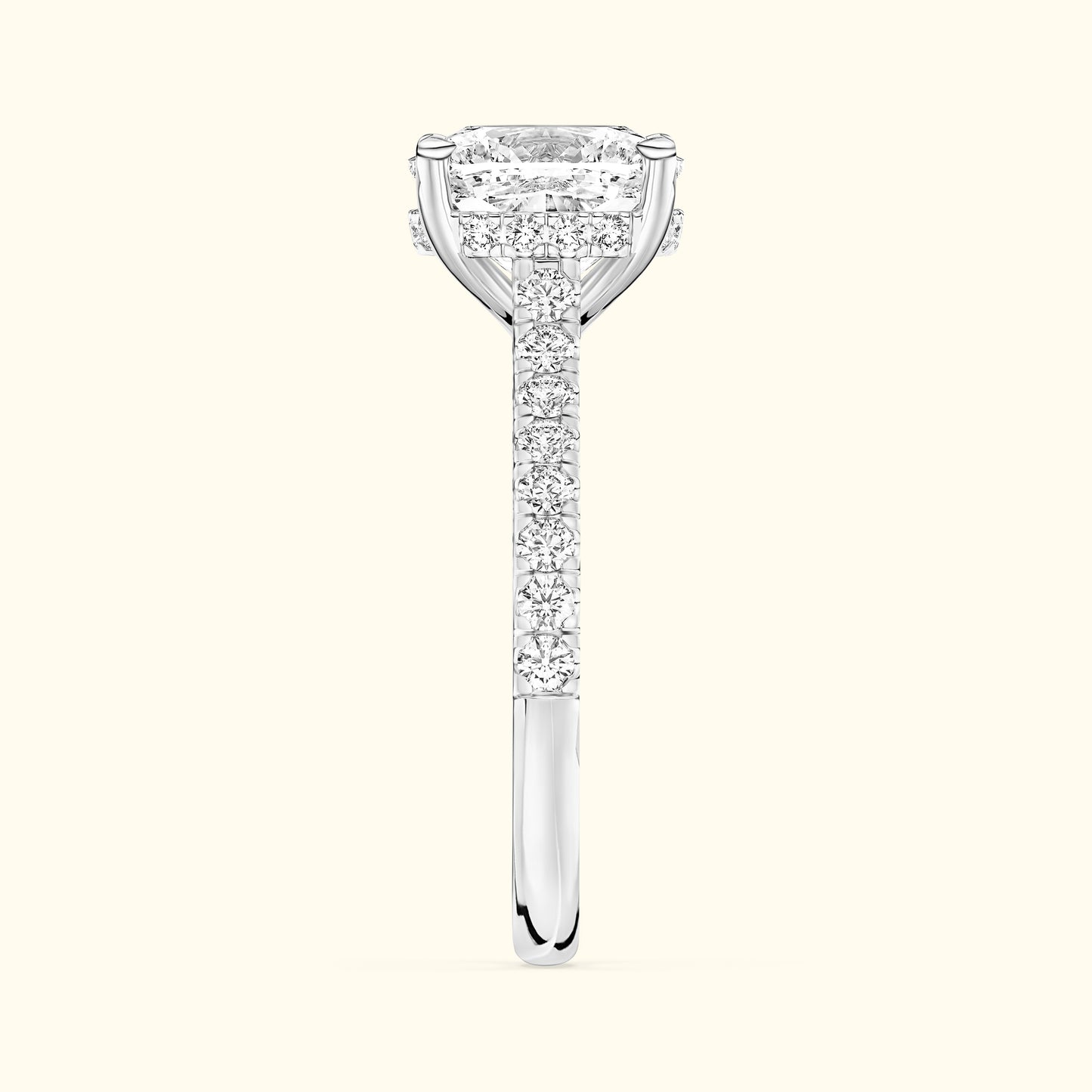 Elegant diamond engagement ring with a rectangular center stone and sparkling band.