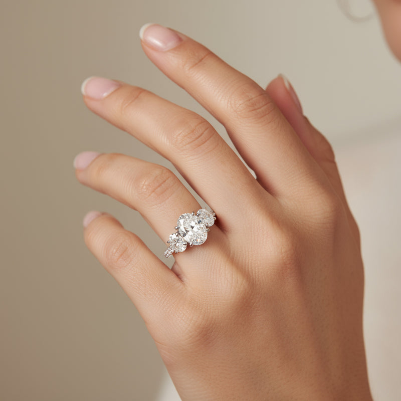 'Tessa' 3 Stone Oval Engagement Ring