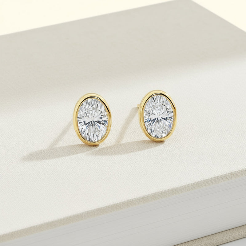 Bezel Set 2.00ct Oval Studs