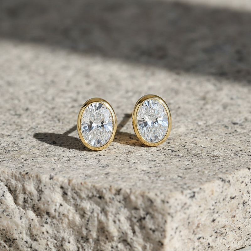 Bezel Set 2.00ct Oval Studs