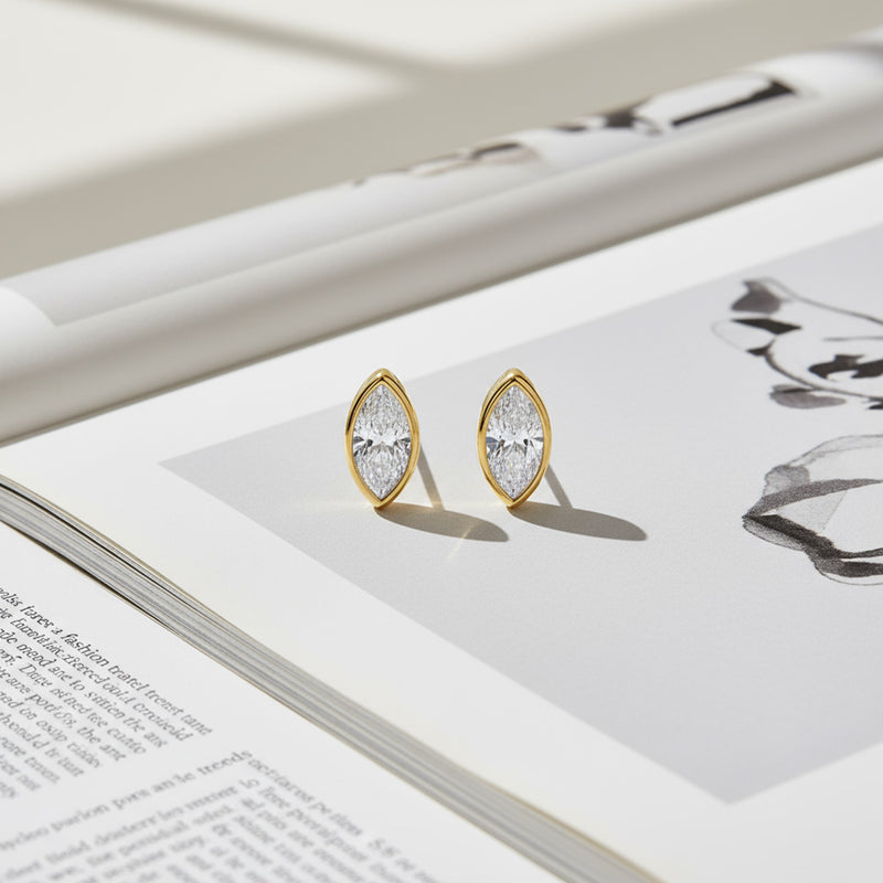 Bezel Set 2.00ct Marquise C Studs