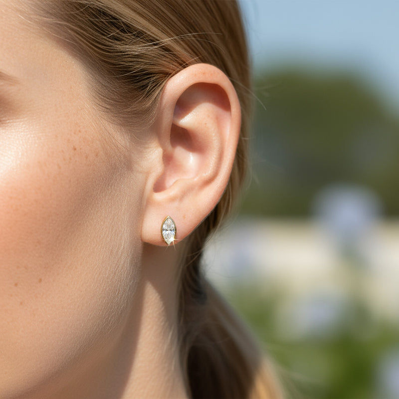 Bezel Set 2.00ct Marquise C Studs