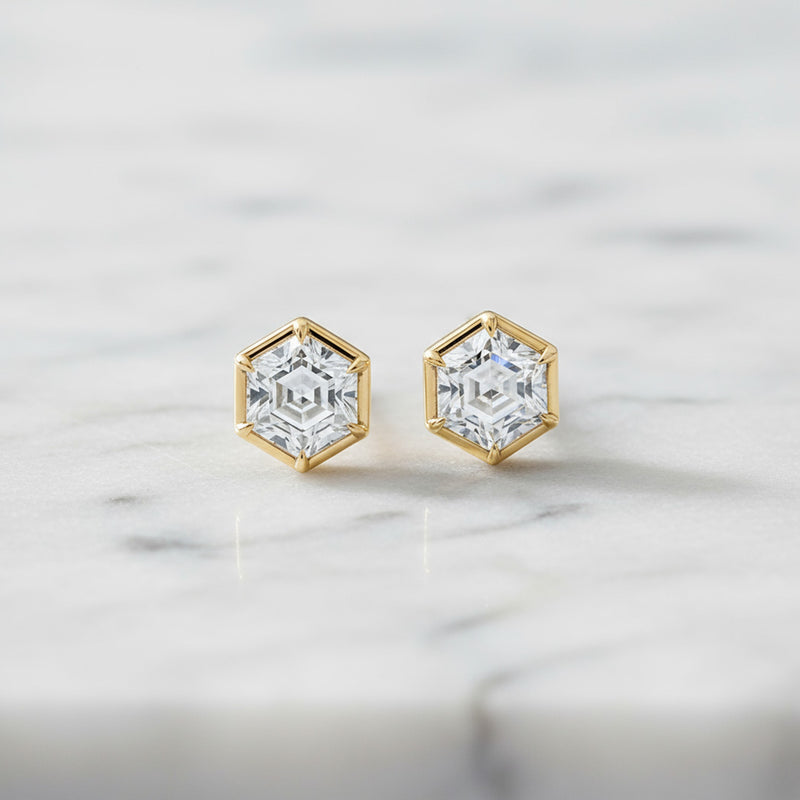 Hexagon Cut 2.00ct Diamond Studs