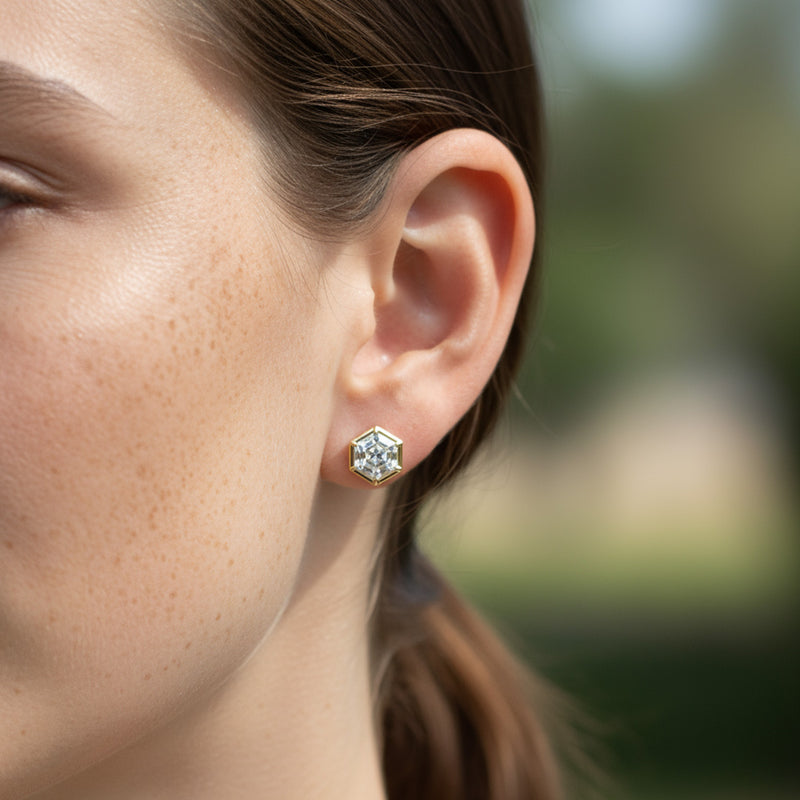 Hexagon Cut 2.00ct Diamond Studs