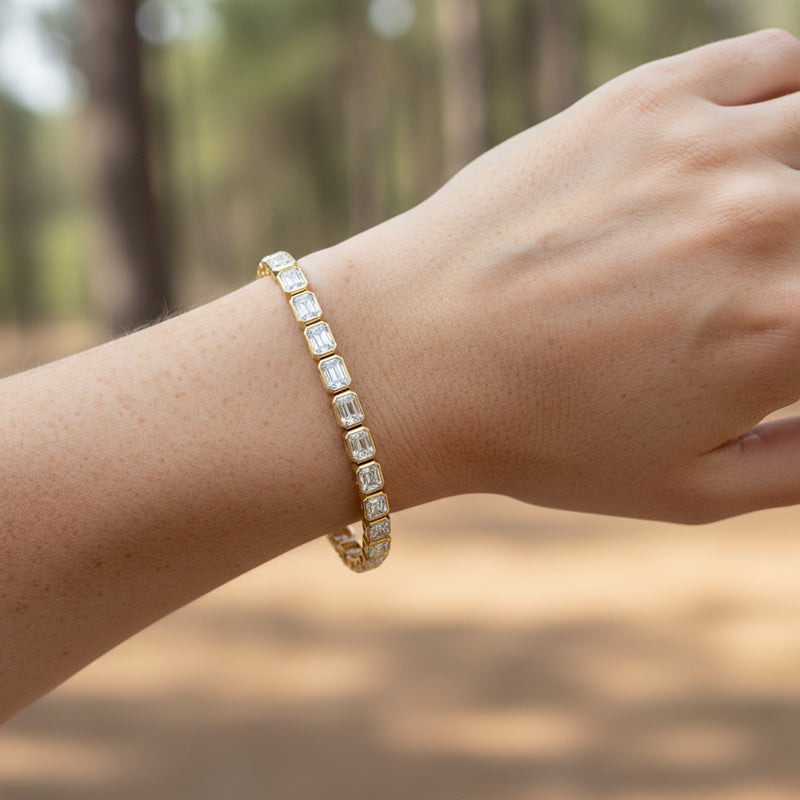 Bezel Set 5.00ct Emerald Cut Bracelet