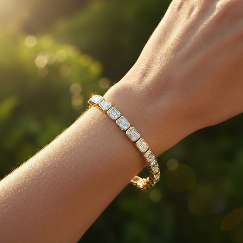 Bezel Set 5.00ct Emerald Cut Bracelet