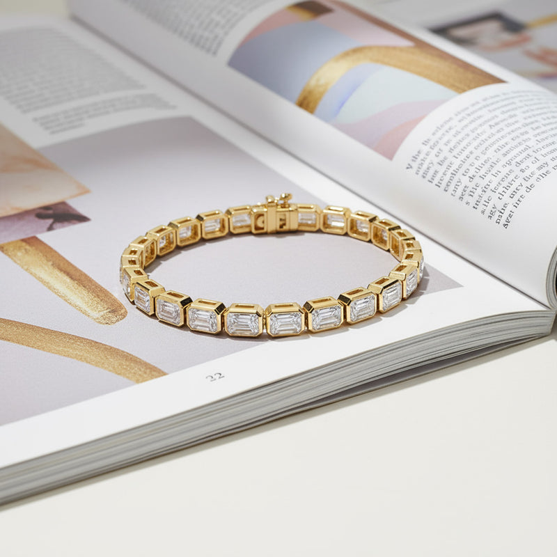 Bezel Set 5.00ct Emerald Cut Bracelet