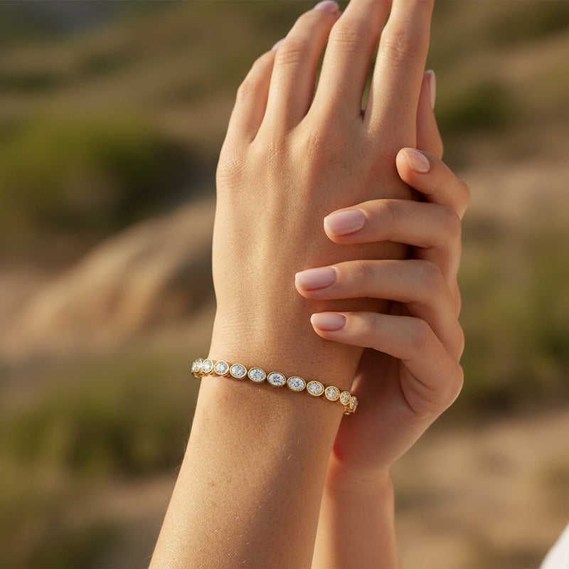 Bezel Set 5.00ct Oval Tennis Bracelet