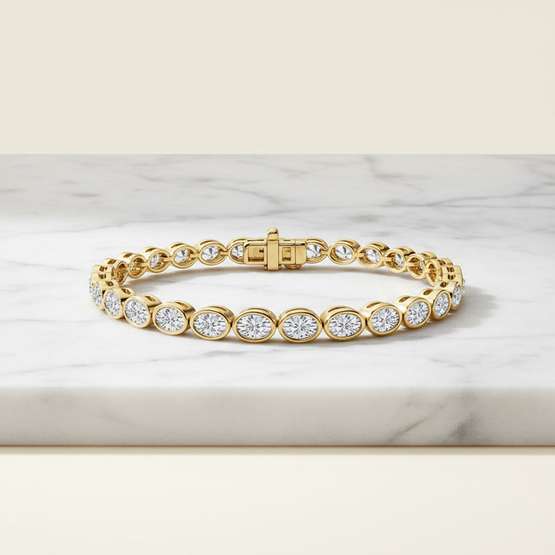 Bezel Set 5.00ct Oval Tennis Bracelet