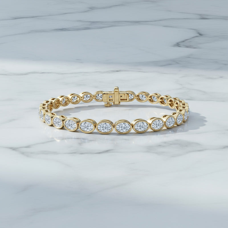 Bezel Set 5.00ct Oval Tennis Bracelet