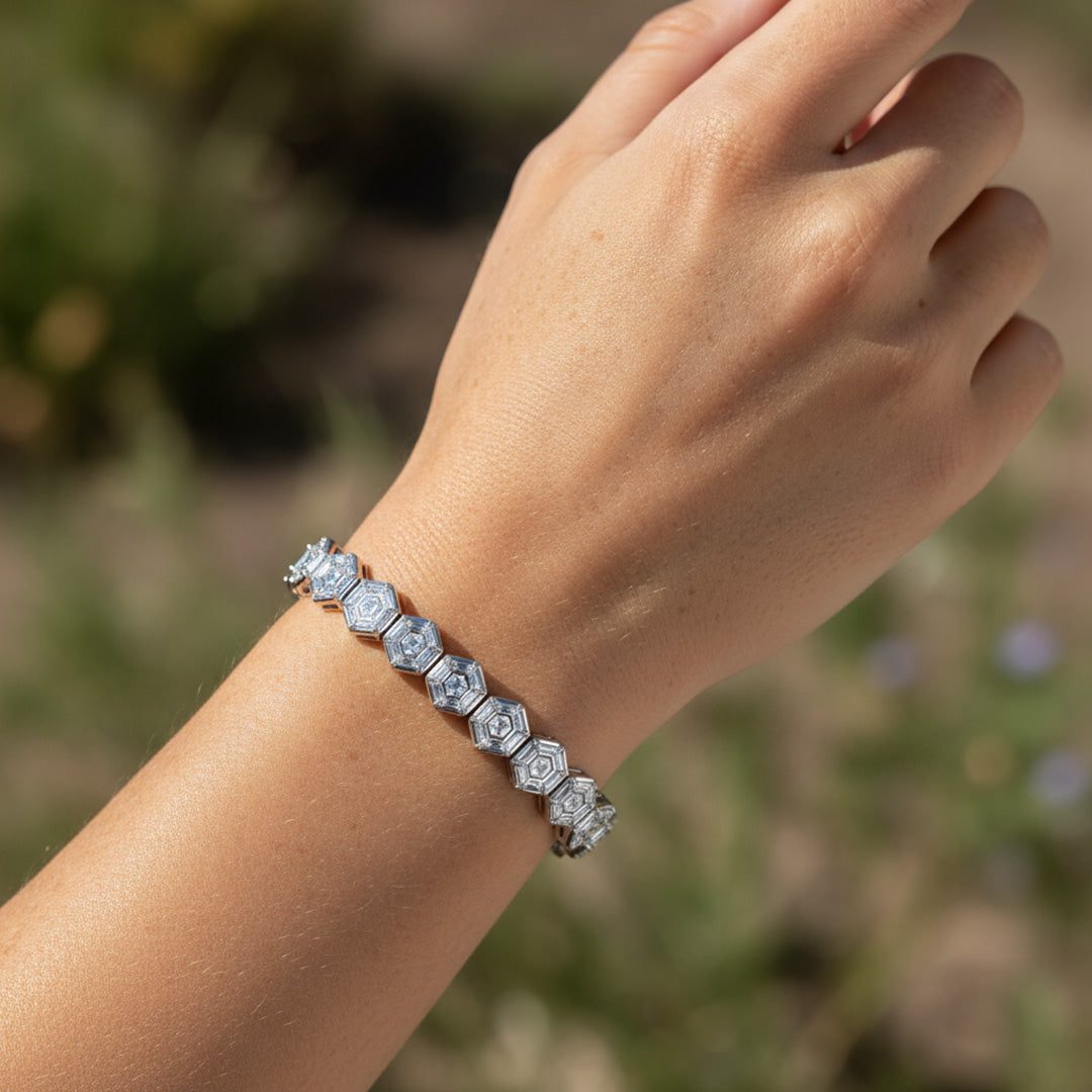 Hexagon Cut Diamond Tennis Bracelet