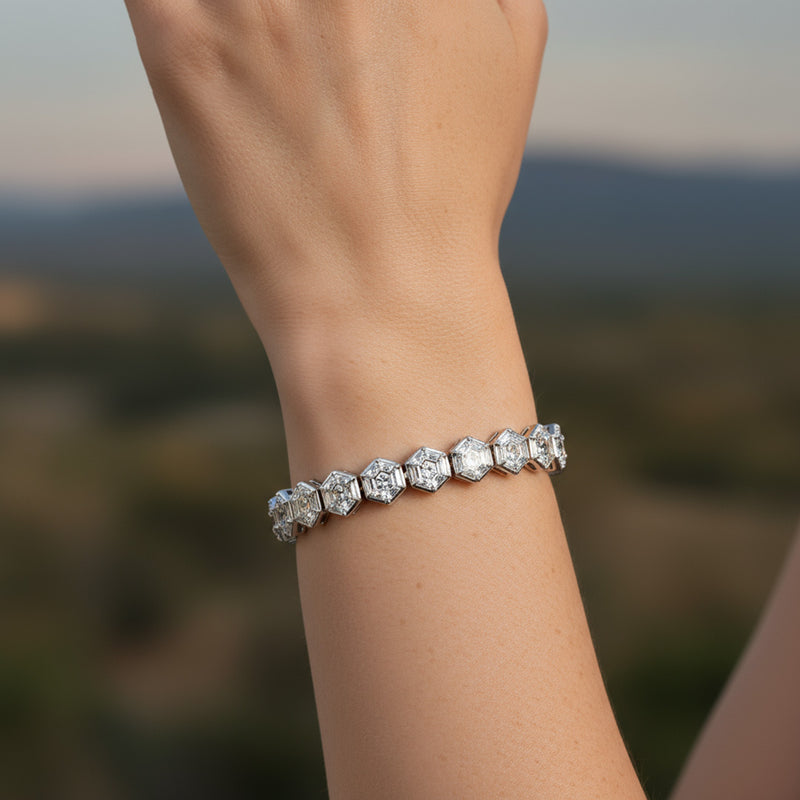 Hexagon Cut Diamond Tennis Bracelet