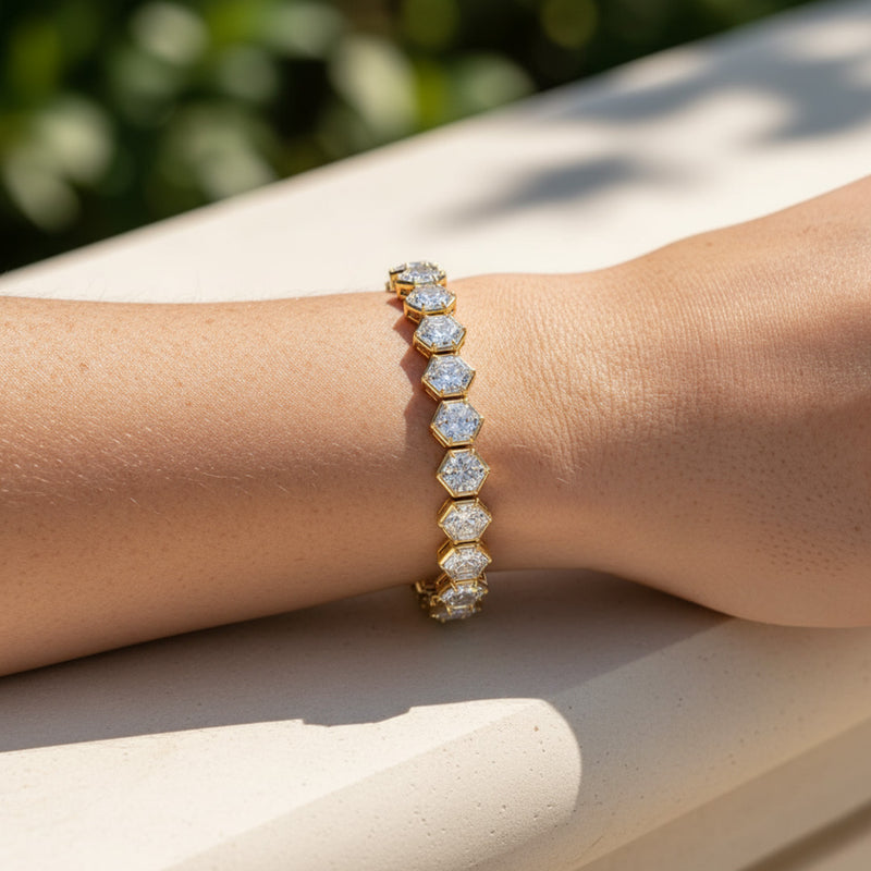Hexagon Cut Diamond Tennis Bracelet