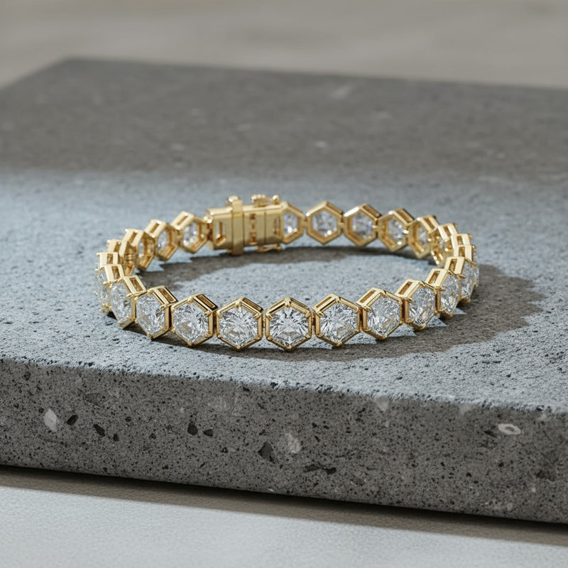 Hexagon Cut Diamond Tennis Bracelet