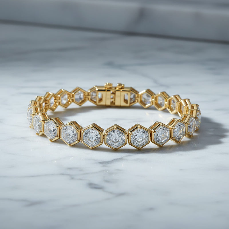 Hexagon Cut Diamond Tennis Bracelet