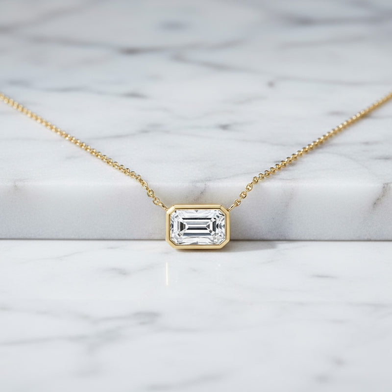 2.00ct Bezel Set Emerald Cut Necklace