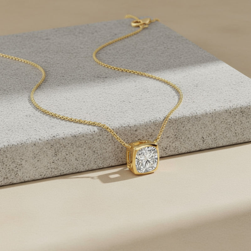 2.00ct Bezel Set Cushion Necklace