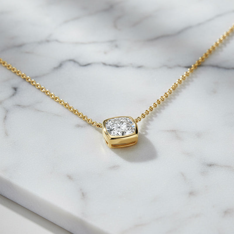 2.00ct Bezel Set Cushion Necklace