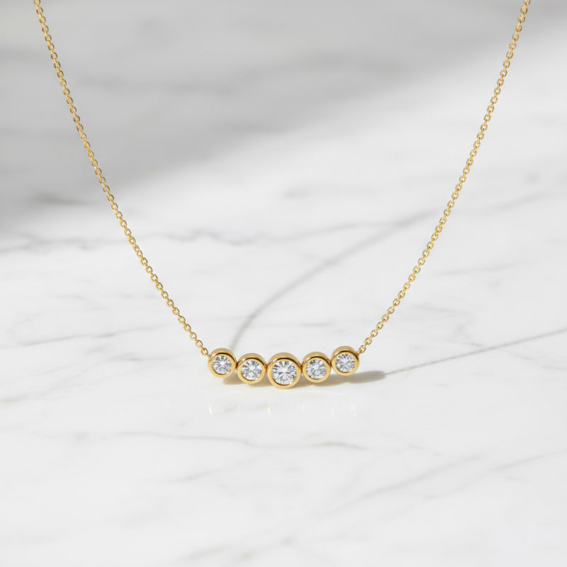 Bezel Set Round 5 Stone 1.00ct Necklace